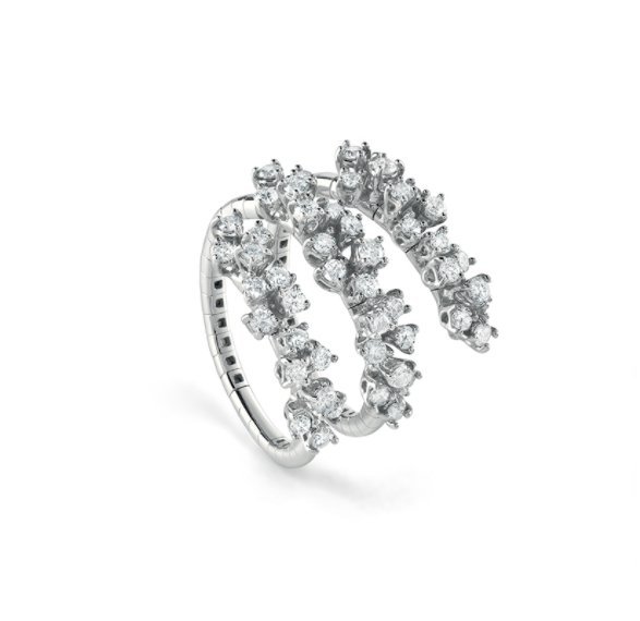 Damiani Anello Mimosa in Oro Bianco e Diamanti