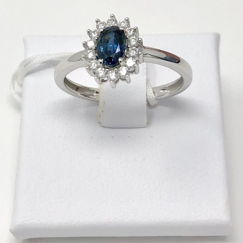  Maiocchi Milano White Gold Ring with Diamonds and Sapphire 0.64 ct
