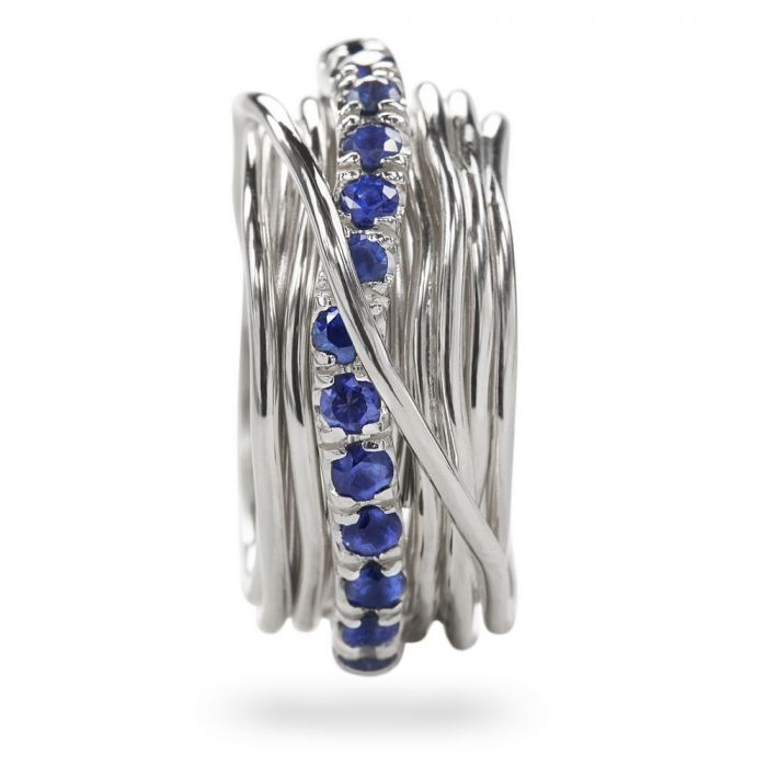  PRECIOUS WAIST THREAD, 13 STRANDS IN 925 SILVER AND BLUE SAPPHIRES