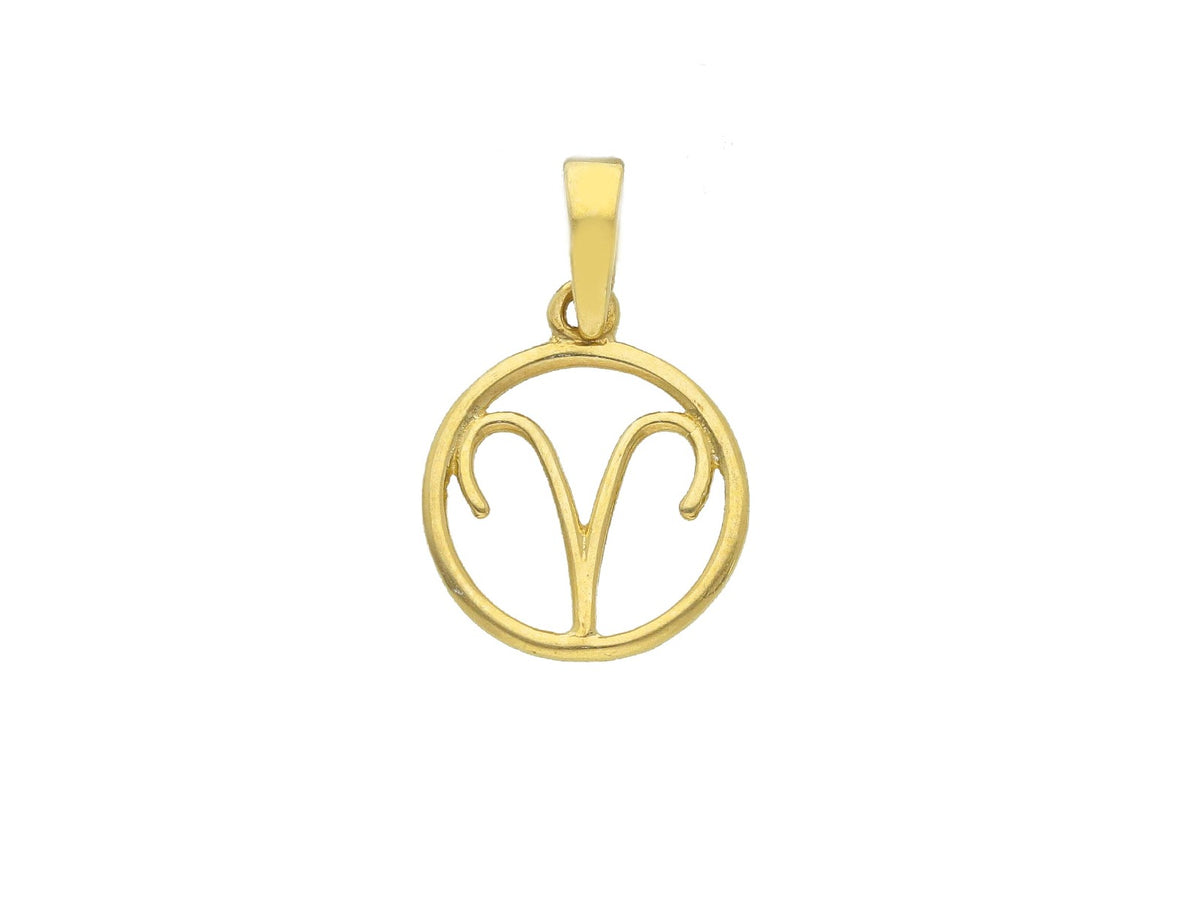  Stylized Zodiac Sign Pendant in 18kt Yellow Gold Aries