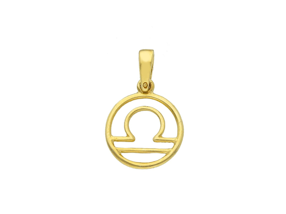  Stylized Zodiac Sign Pendant in 18kt Yellow Gold Libra