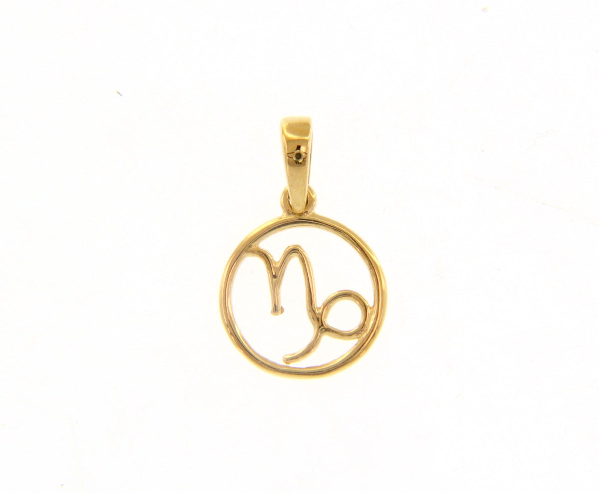  Stylized Zodiac Sign Pendant in 18kt Yellow Gold Capricorn