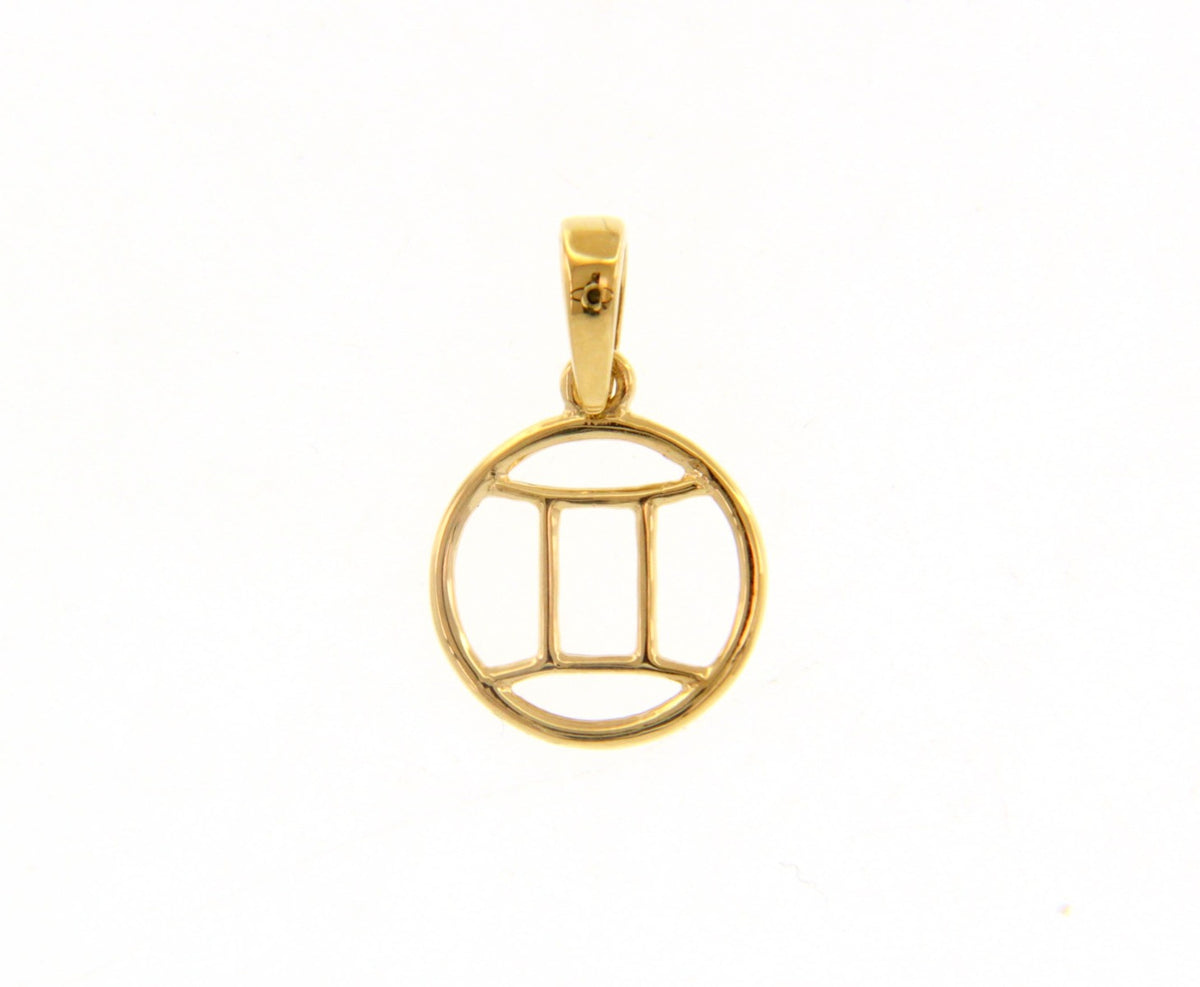  Stylized Zodiac Sign Pendant in 18kt Yellow Gold Gemini