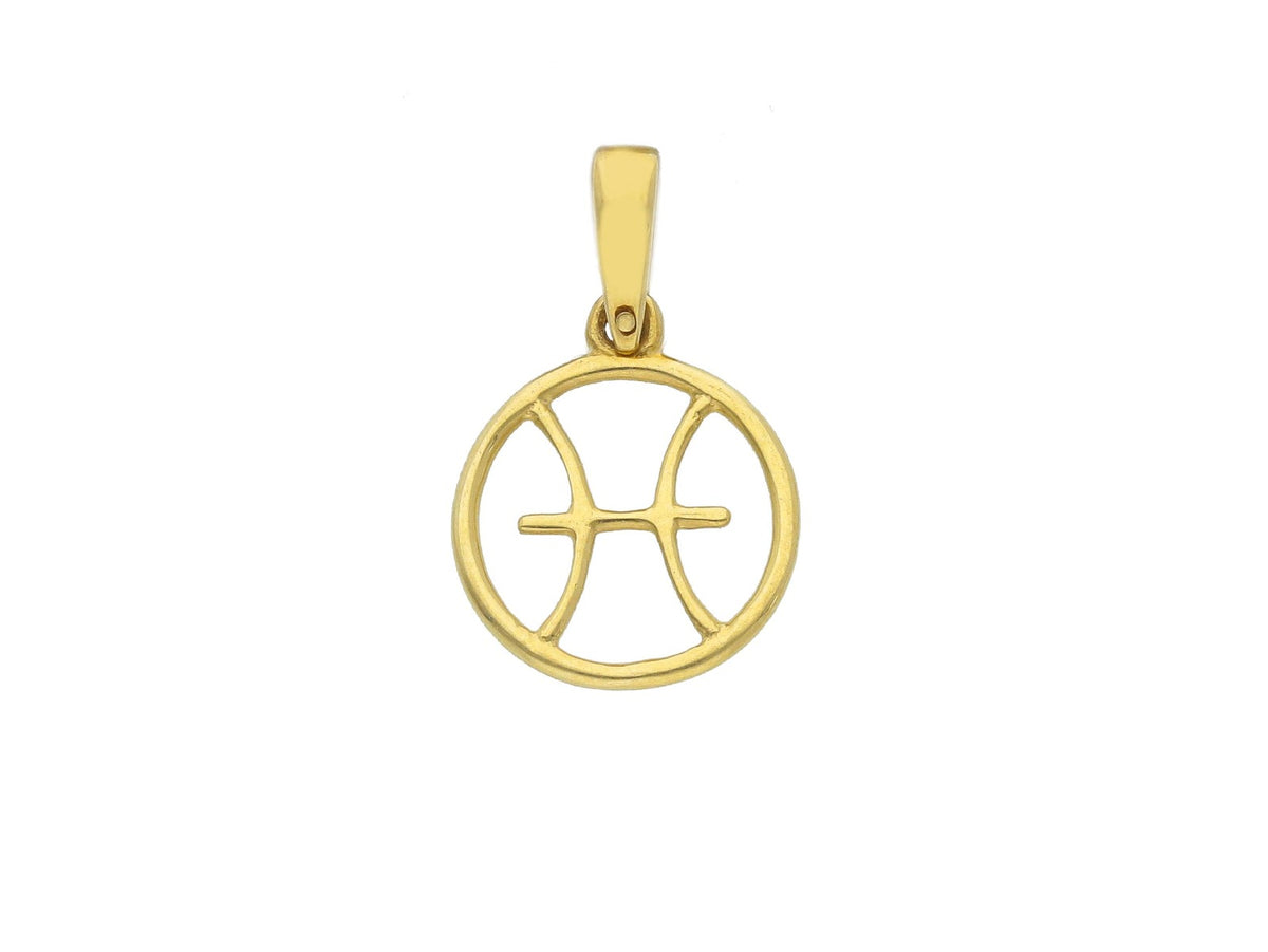  Stylized Zodiac Sign Pendant in 18kt Yellow Gold Pisces